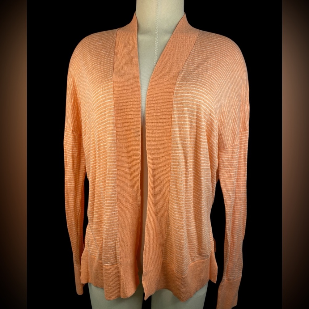 GAP Vibrant Orange Striped Cardigan Sweater Women’s Medium